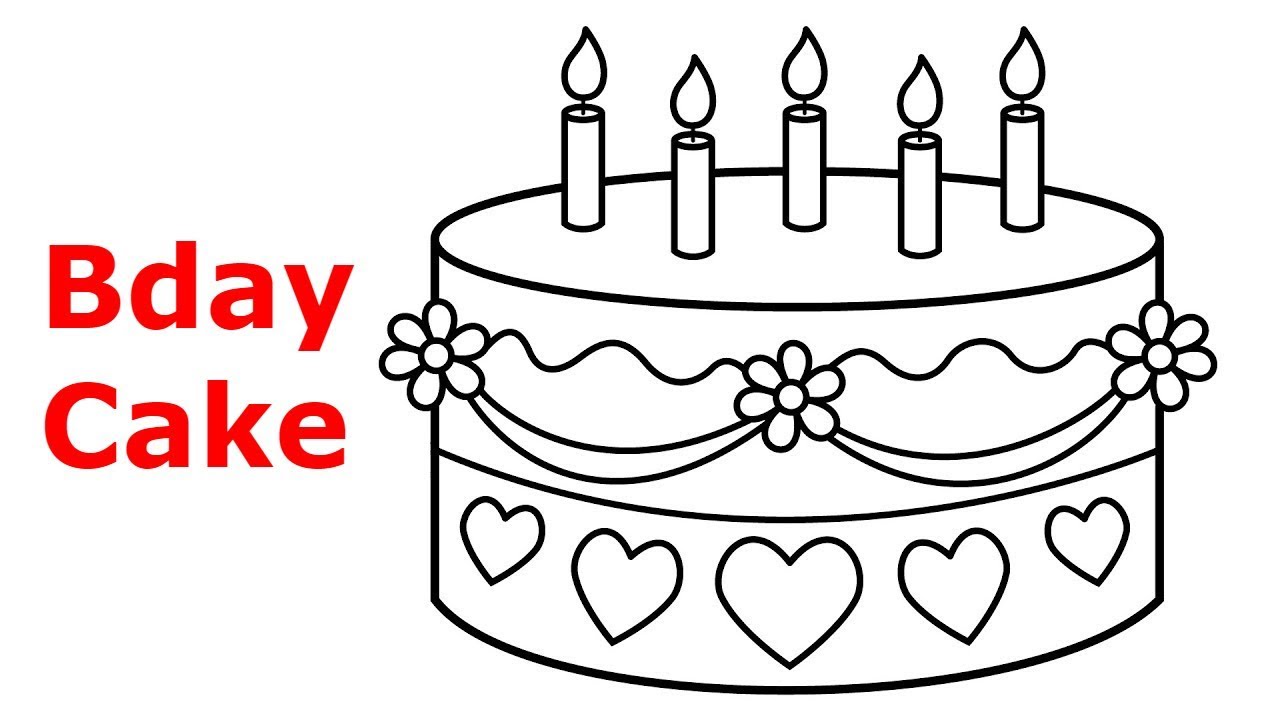 photo A Birthday Cake Drawing how to draw birthday cake for kids cake and candles birthday cake drawing