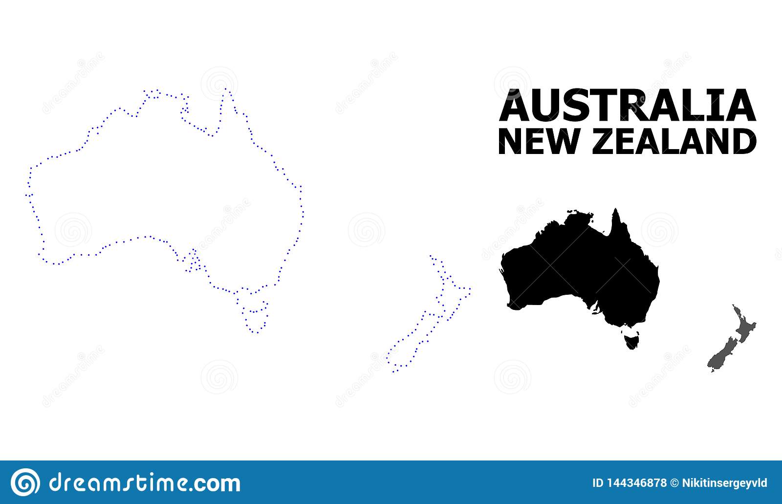 photo Australia And New Zealand Map Outline vectorstock