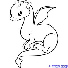 picture Baby Dragon Outline cute dragon drawing