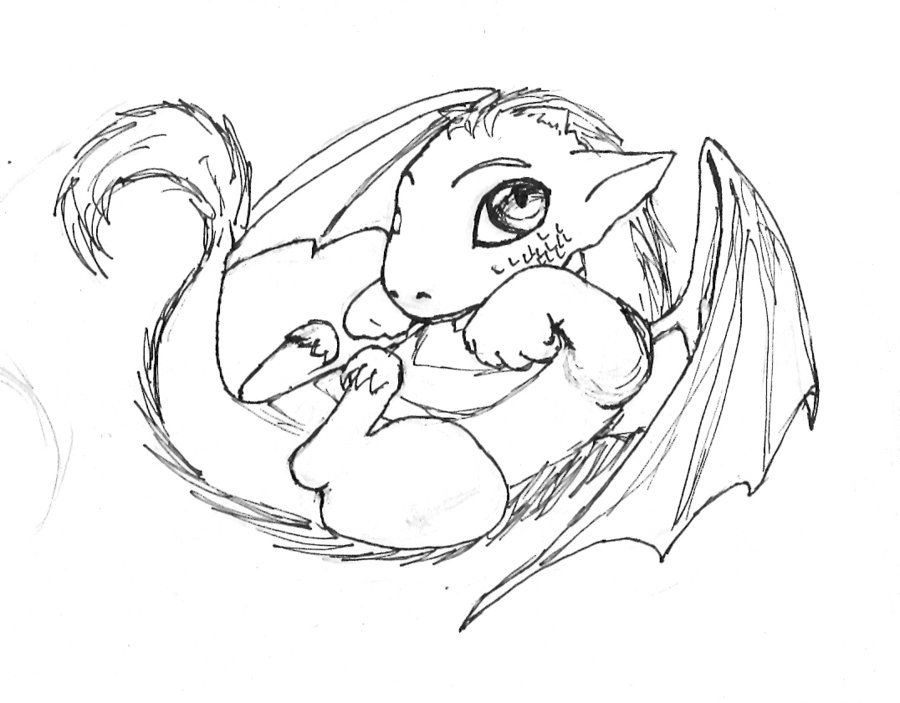 wallpapers Baby Dragon Outline getdrawings com