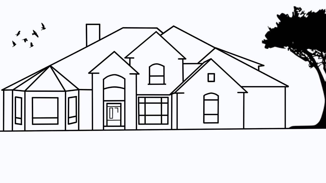 wallpapers Big House Drawing how to draw a big house with a swimming pool big house with a swimming pool coloring page