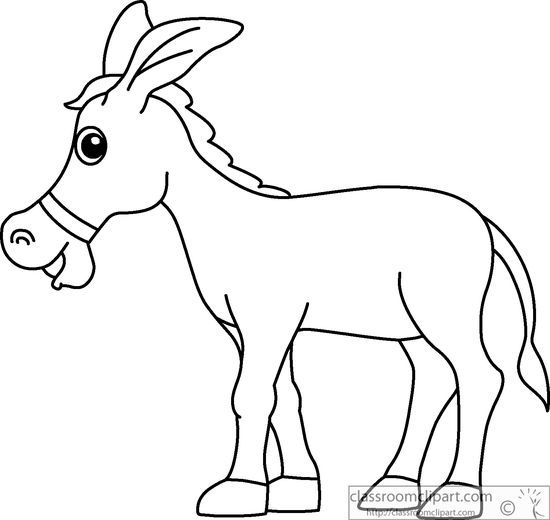 pics Black And White Donkey Clipart donkey cartoon style clipart black
