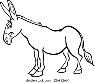 photo Black And White Donkey Clipart https www shutterstock com image illustration black white cartoon illustration funny donkey 126922664