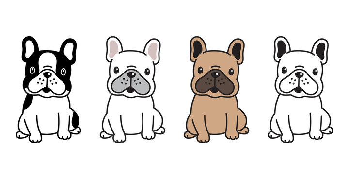 pix Black And White French Bulldog Cartoon white french bulldog puppy with a patch