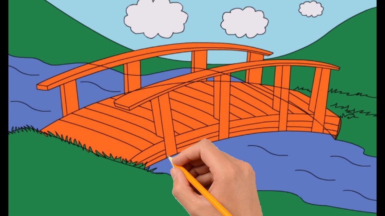 picture Cartoon Bridge Drawing https www dreamstime com cartoon small wooden bridge woods illustration cartoon small wooden bridge woods image160078155