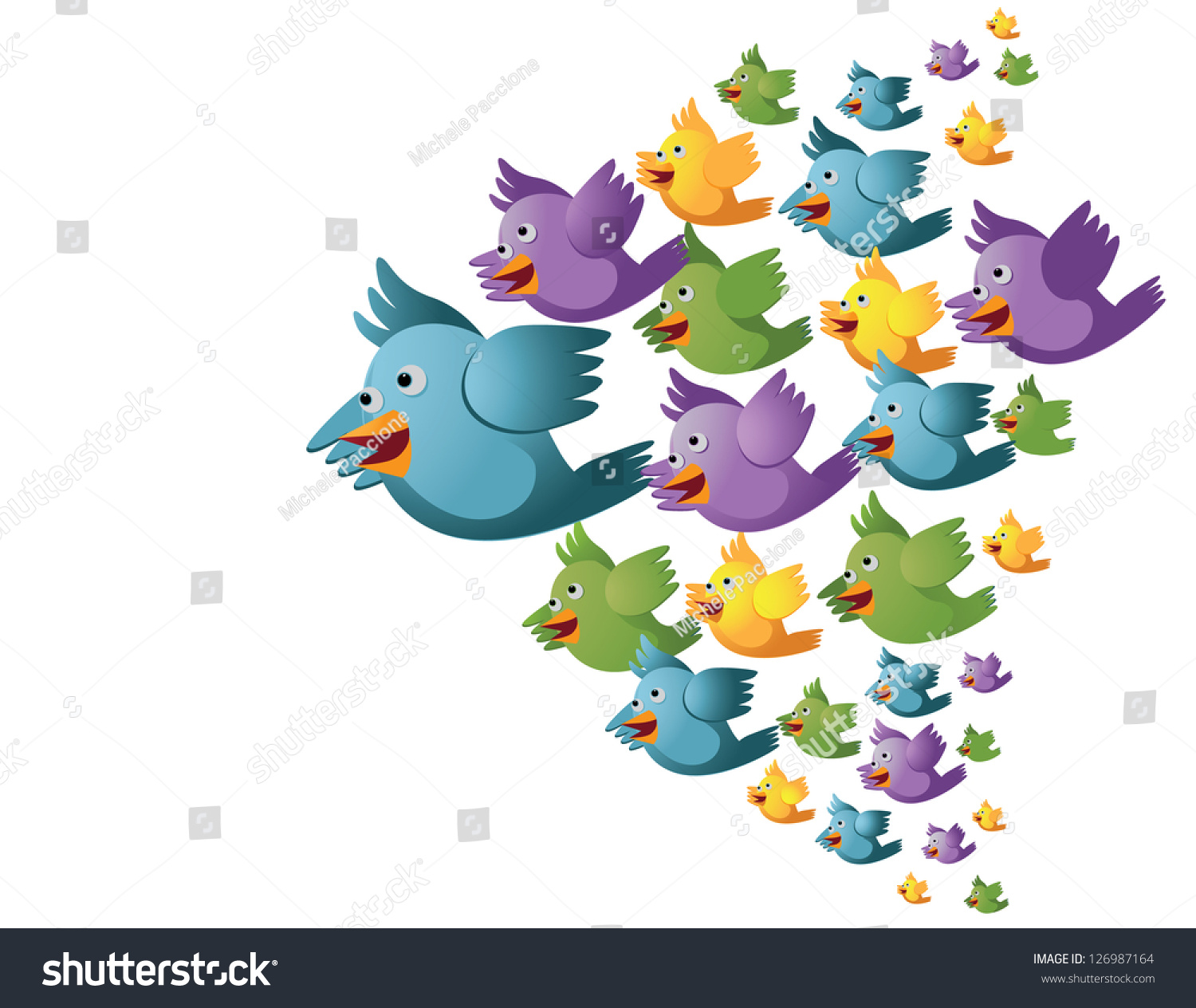 photo Cartoon Flock Of Birds a flock of ducks a cartoon flock of birds vector illustration