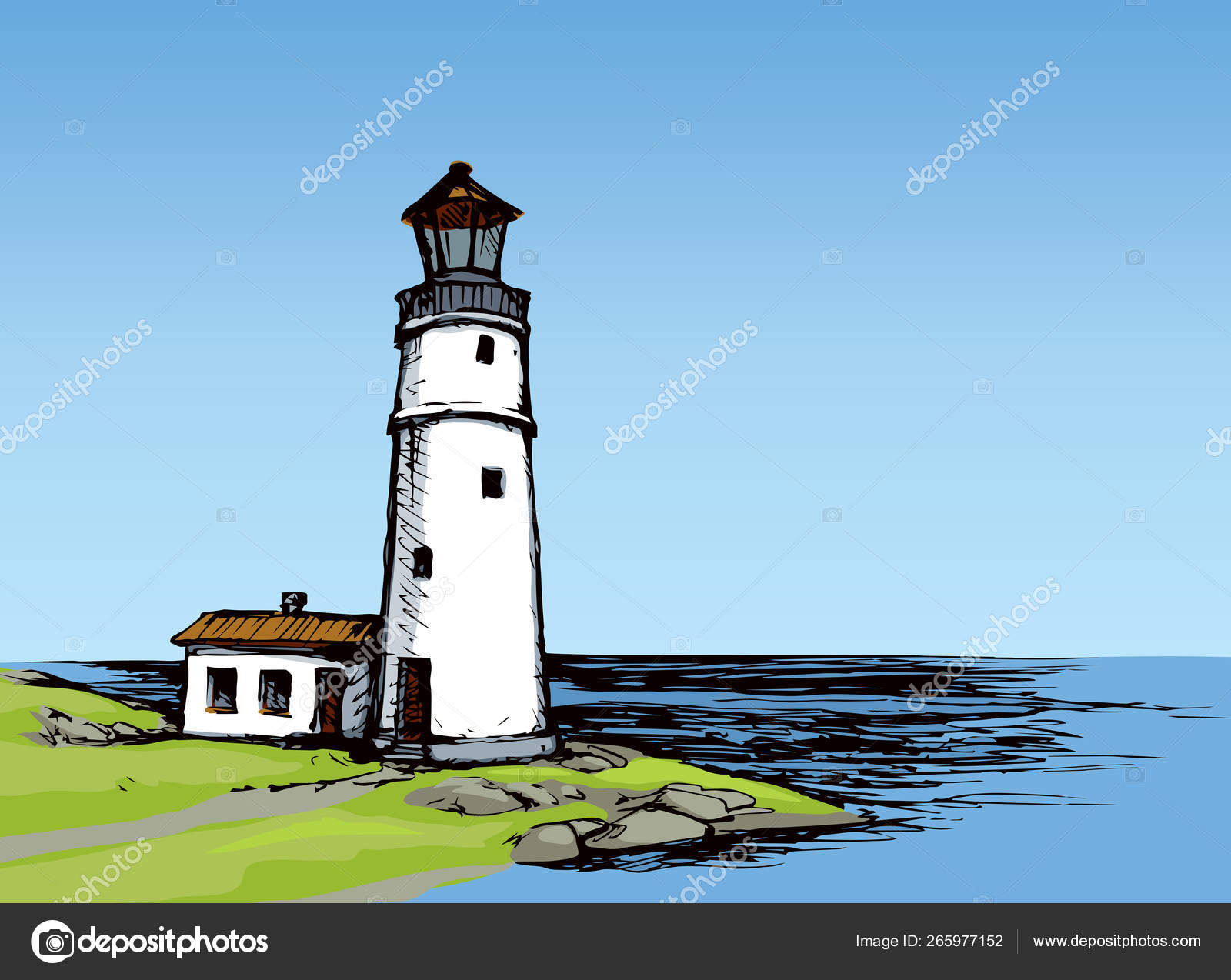 picture Cartoon Lighthouse Drawing set of cartoon lighthouses icons pencil drawing style vector image by c kamenuka vector stock 40892755