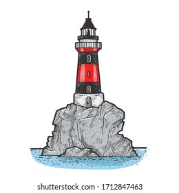 pic Cartoon Lighthouse Drawing https www shutterstock com image vector lighthouse on rock cliff color sketch 1712847463