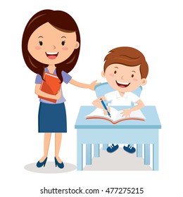 picture Cartoon Teacher And Student Images stock vector colourbox