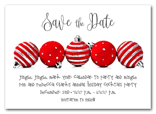 pic Christmas Save The Date Images red ornaments holiday save the date