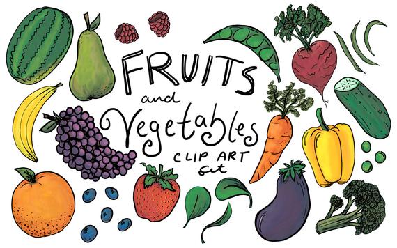 pic Clipart Pictures Of Fruits And Vegetables fruits and veggies clipart digital clip art png vegetable etsy