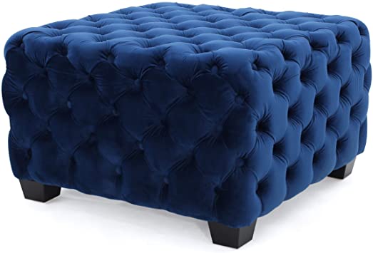 pics Cobalt Blue Ottoman melvek modern glam button tufted velvet ottoman navy blue and dark brown