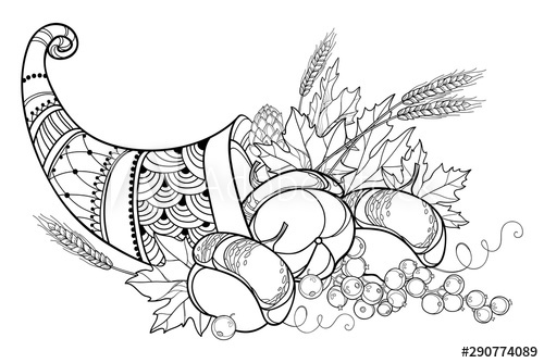 pic Cornucopia Outline cornucopia outline coloring pages