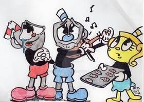 pics Cuphead And Mugman Kiss cuphead mugman and ms chalice kiss