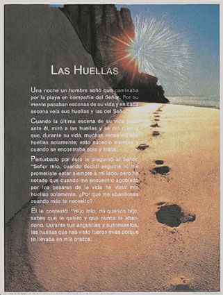 pix Footprints In The Sand Poem In Spanish una noche tuve un sueno huellas en