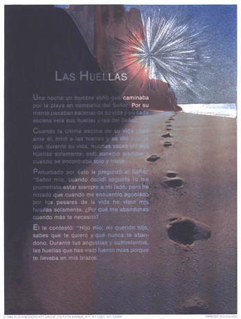 photo Footprints In The Sand Poem In Spanish names to remember what s in a name footprints in the sand poem verse on footprints art background in english or espanol