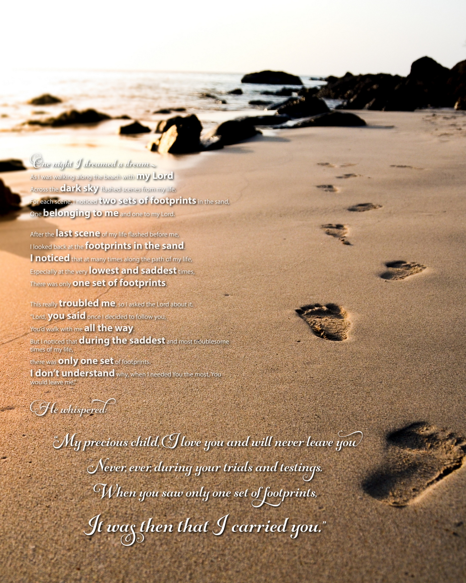 images Footprints In The Sand Poem In Spanish religious sand quotes quotesgram
