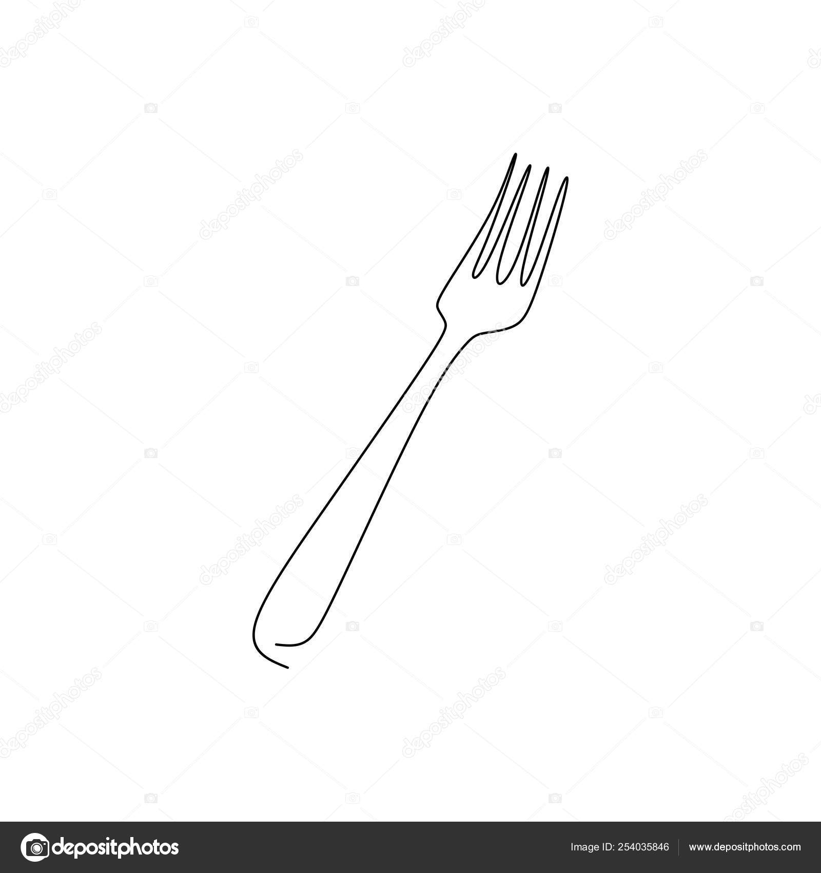 photo Fork Picture Drawing https depositphotos com 222570744 stock illustration cutlery isolated fork drawing knife html