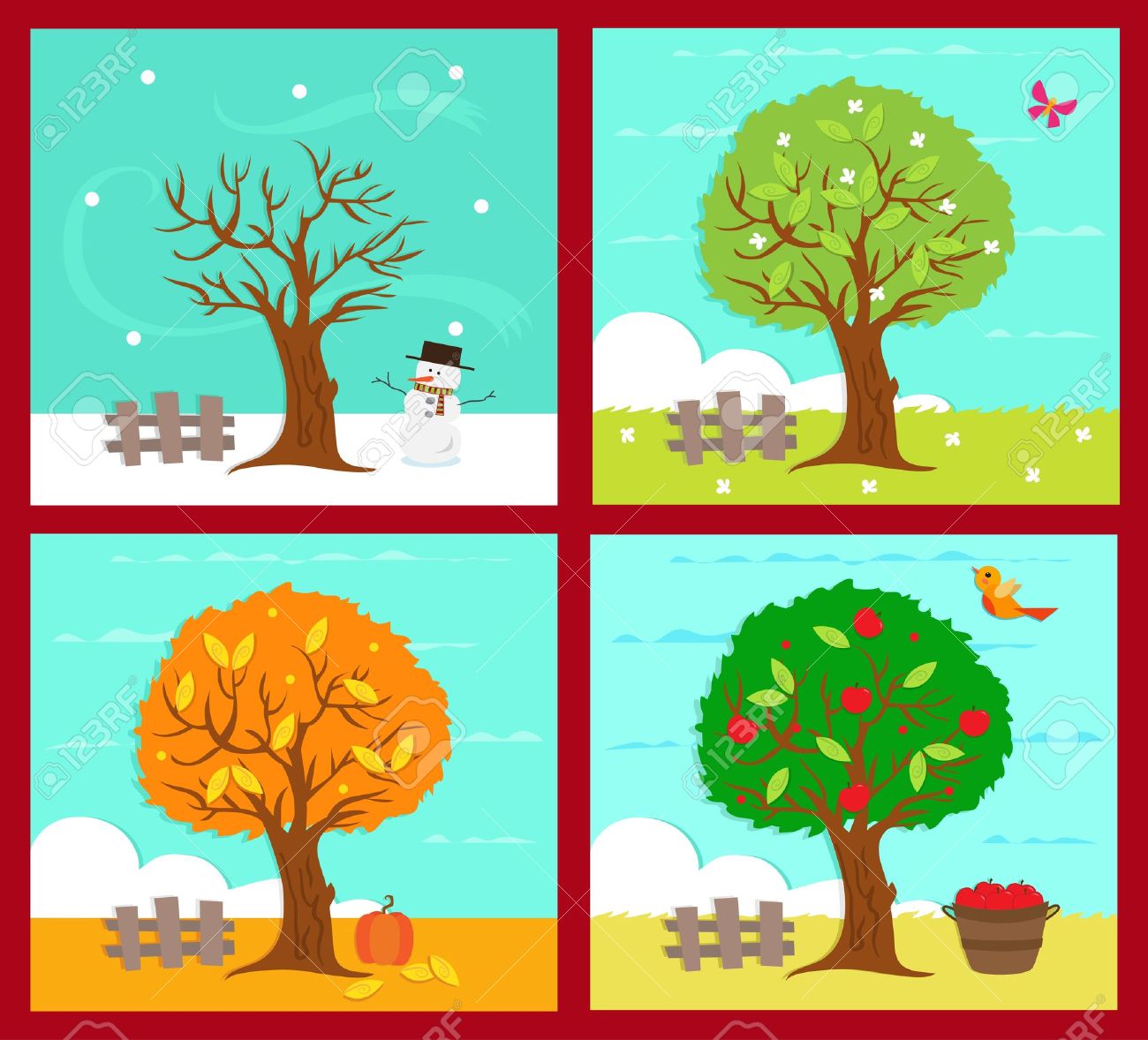 wallpapers Four Seasons Clipart Free the four seasons vector illustration of the four season
