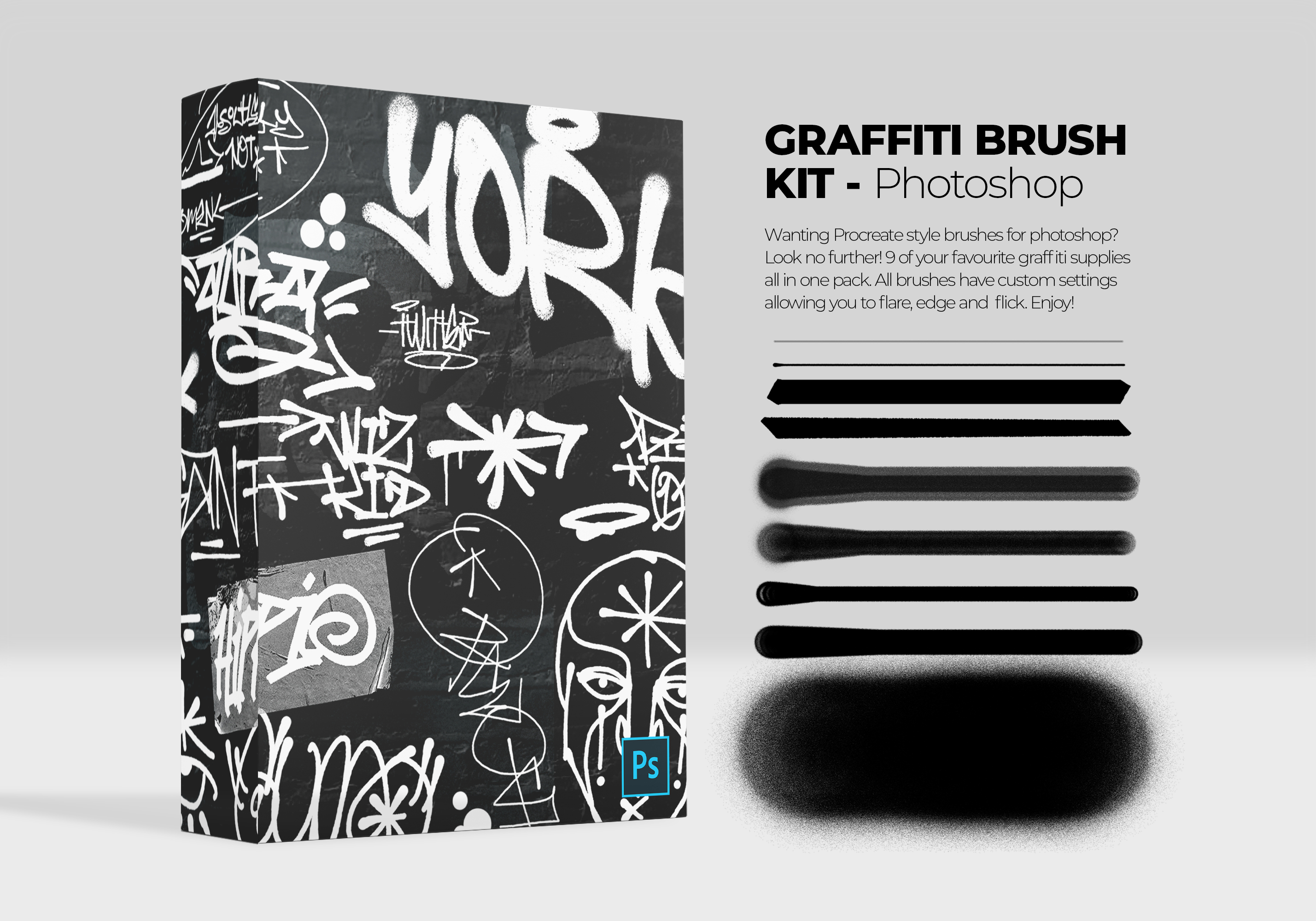 photo Graffiti Brush Illustrator handstyle graffiti procreate brush set design cuts