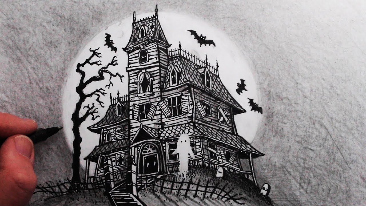 images Haunted House Line Art clipart library