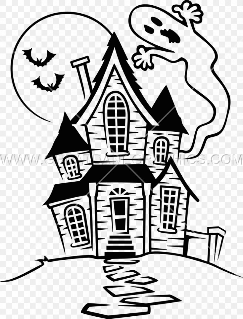 photo Haunted House Line Art how to draw a haunted house step by step