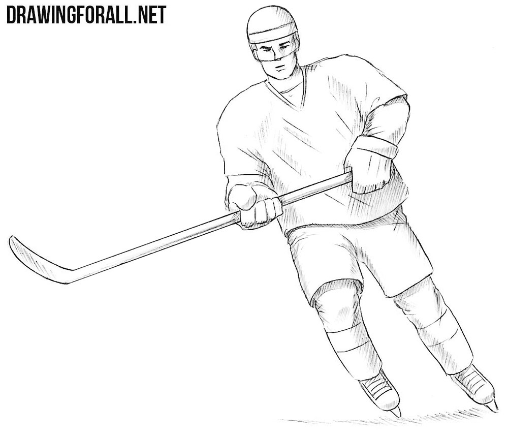 pic Hockey Player Drawing Easy how to draw a hockey player scene step by step