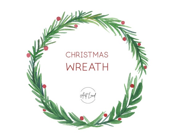 photo Holiday Wreath Clipart watercolor christmas wreath clipart greenery holiday card borders png graphics