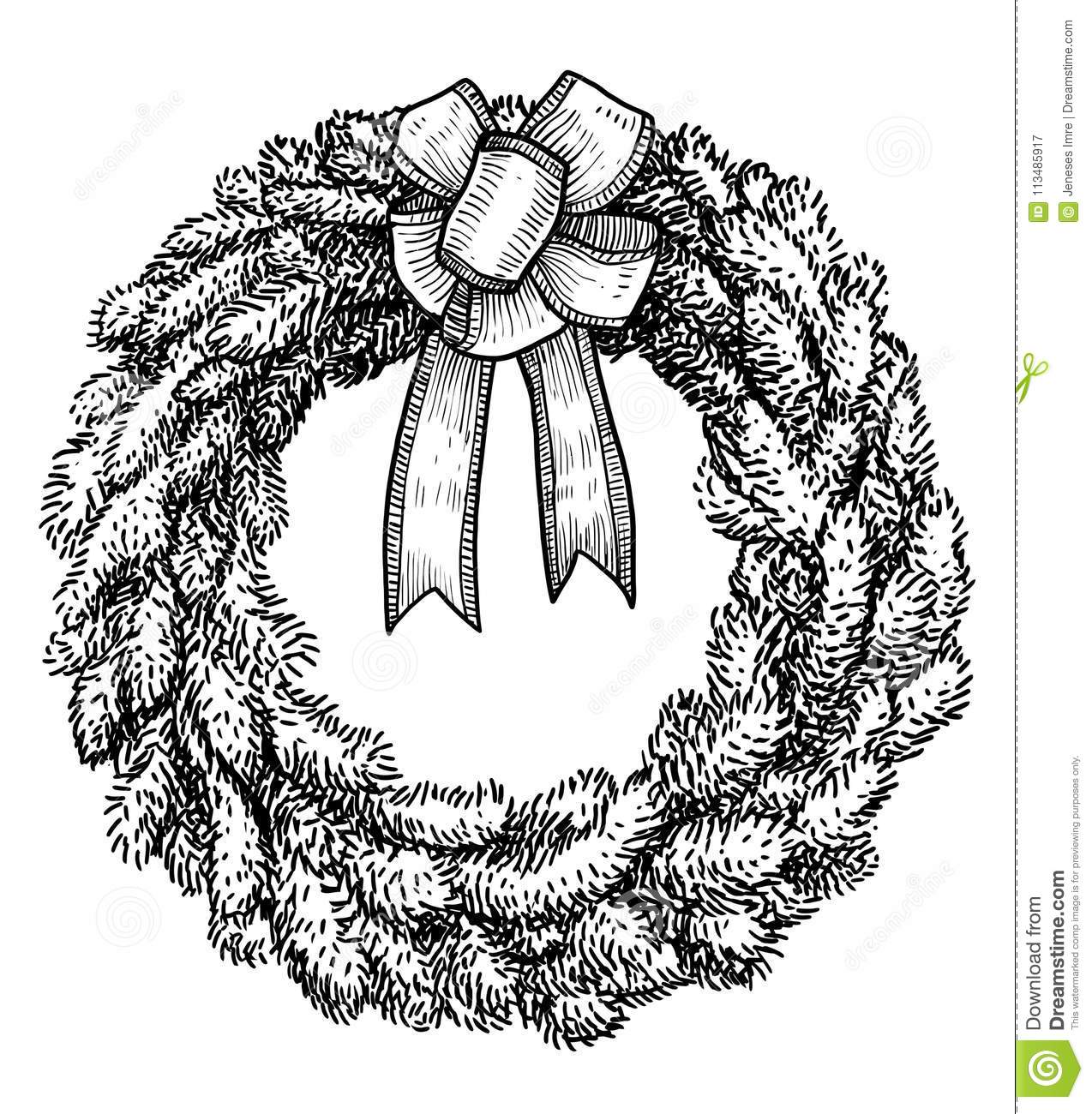 pix Line Drawing Of Christmas Wreath https www istockphoto com vector christmas wreath line drawing gm524474193 51896614