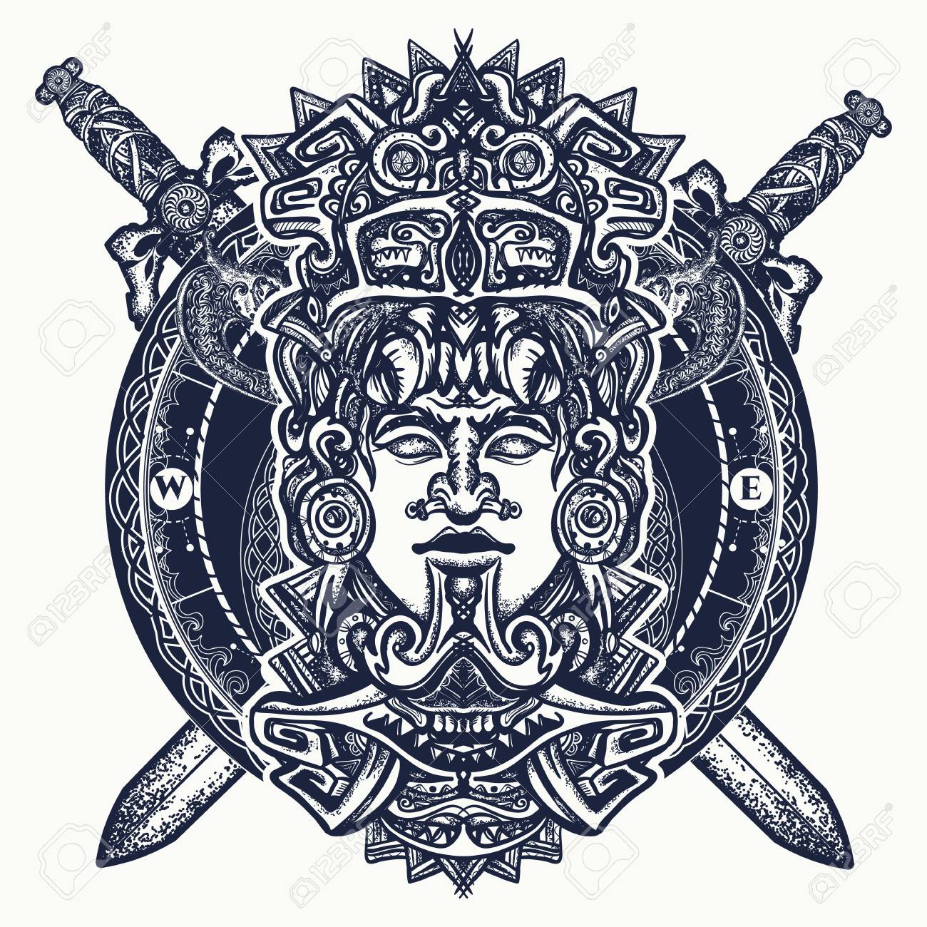 photo Mayan Warrior Symbol warrior stock vectors vector clip art