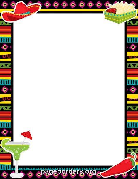 picture Mexican Fiesta Clip Art Borders https www shutterstock com image vector mexican fiesta frame sombreros cactus chilis 47217910