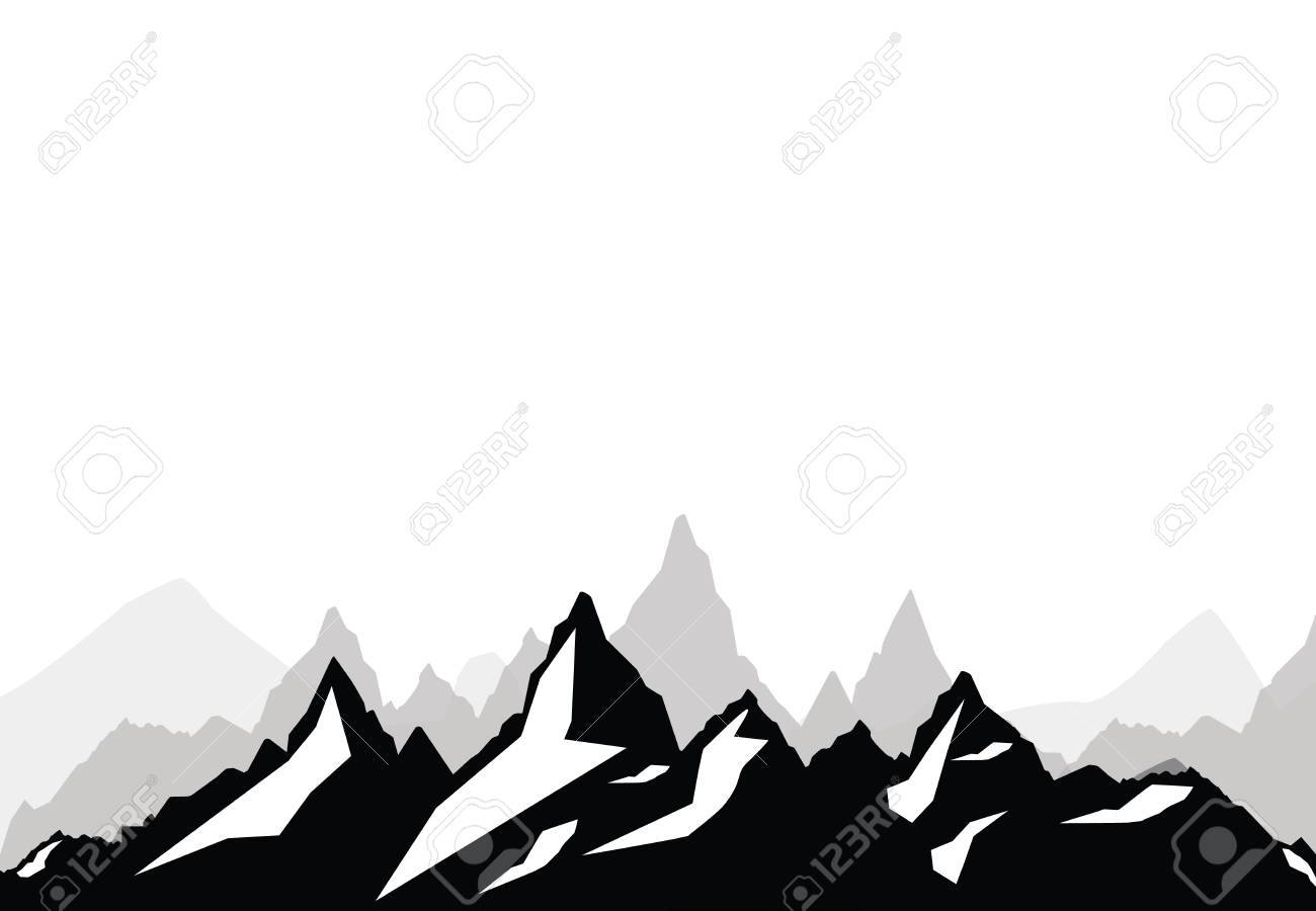 picture Mountain Silhouette Black And White set of black and white mountain silhouettes