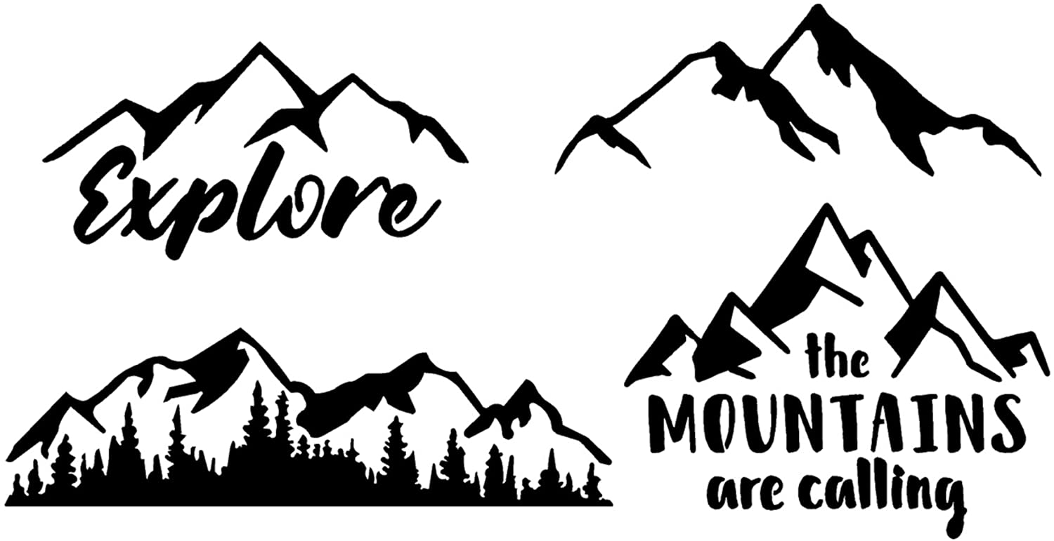 picture Mountain Silhouette Black And White set of black and white mountain silhouettes