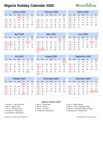 picture Nigeria Calendar 2020 With Holidays nigeria holiday calendar 2020 pdf