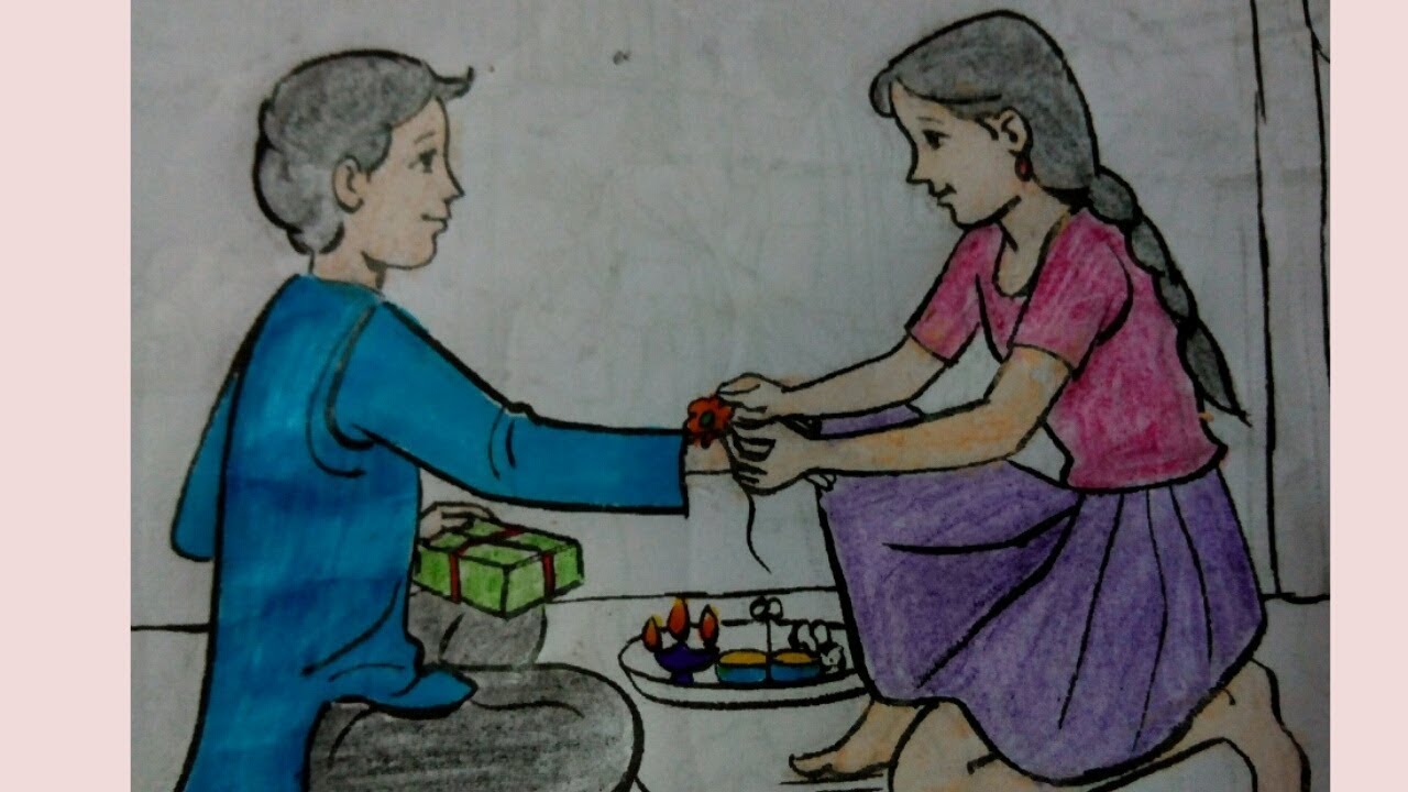 pic Raksha Bandhan Drawing Photo youtube raksha bandhan drawing oil