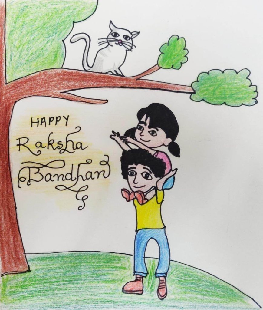 picture Raksha Bandhan Drawing Photo memory drawing of brother and sister l raksha bandhan