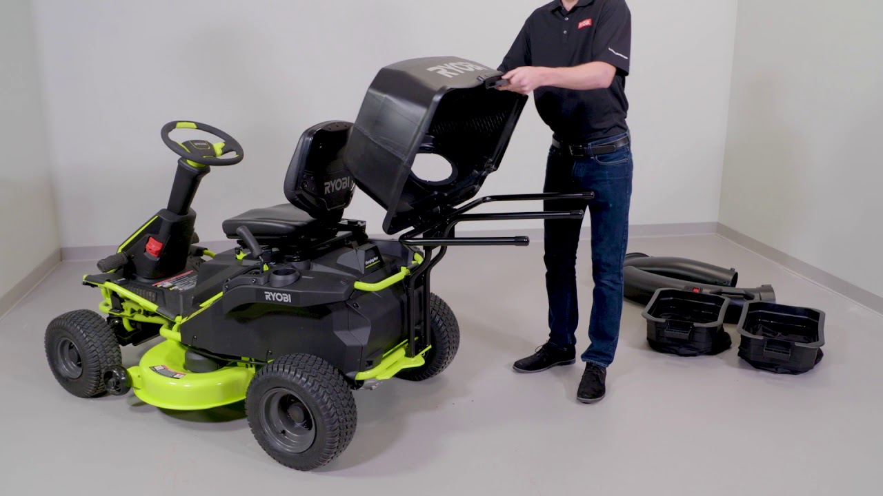 pix Ryobi Rm480 how to install riding mower bagging kit