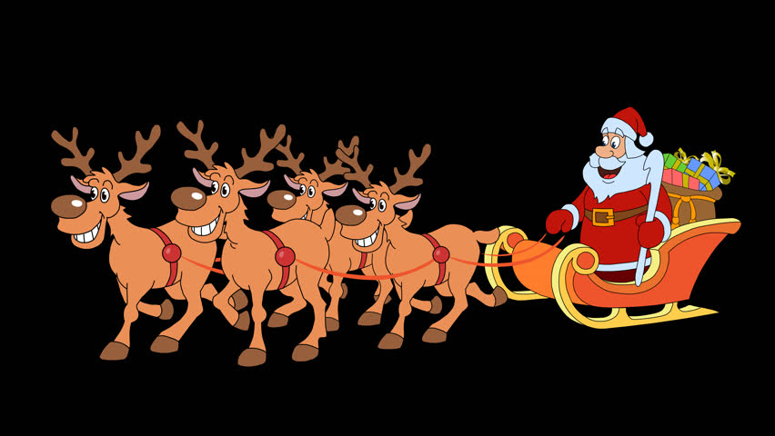 picture Santa Sleigh And Reindeer Cartoon christmas sleigh with 4 reindeer stock footage video 100 royalty free 20962504 shutterstock