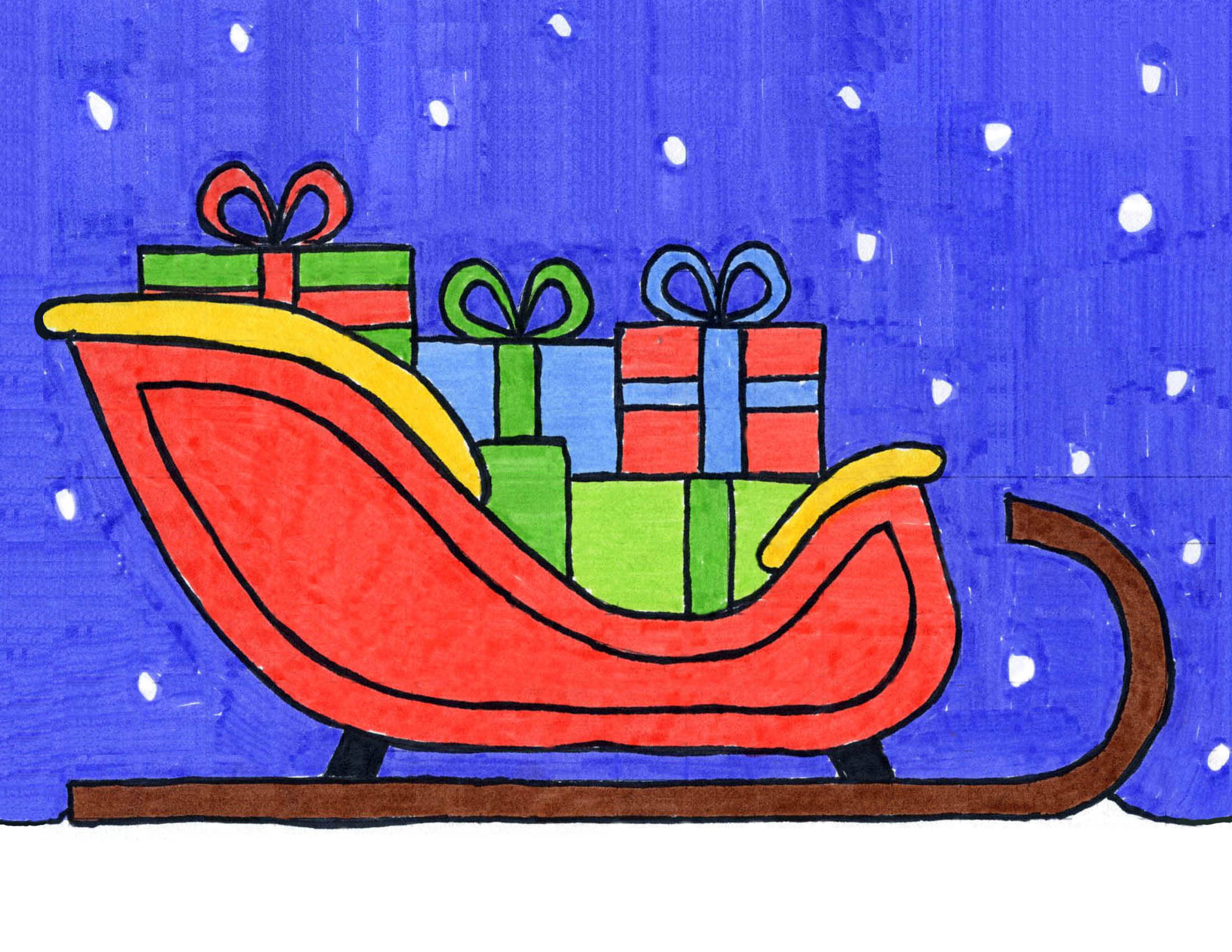 picture Santa Sleigh Drawing how to draw santa claus sleigh easy draw tutorial