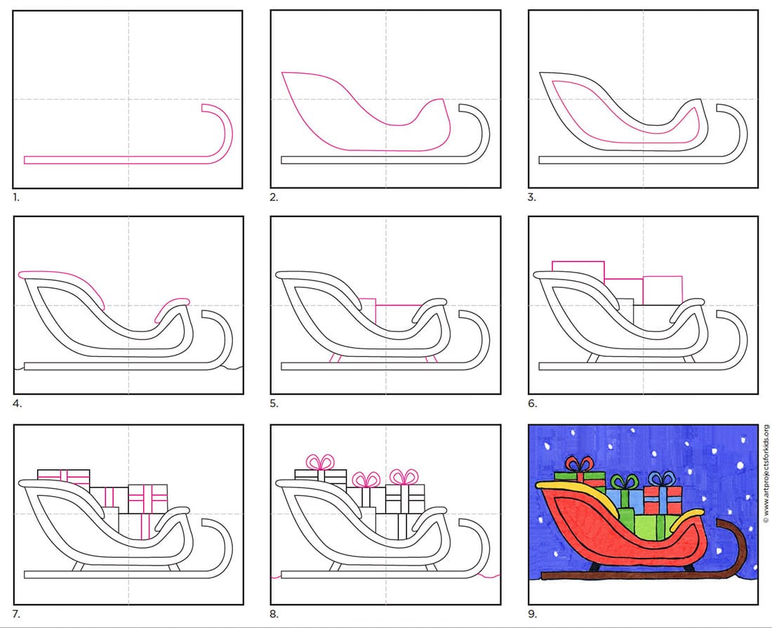 pics Santa Sleigh Drawing christmas drawings how to draw santa claus sleigh step by step very simple steps