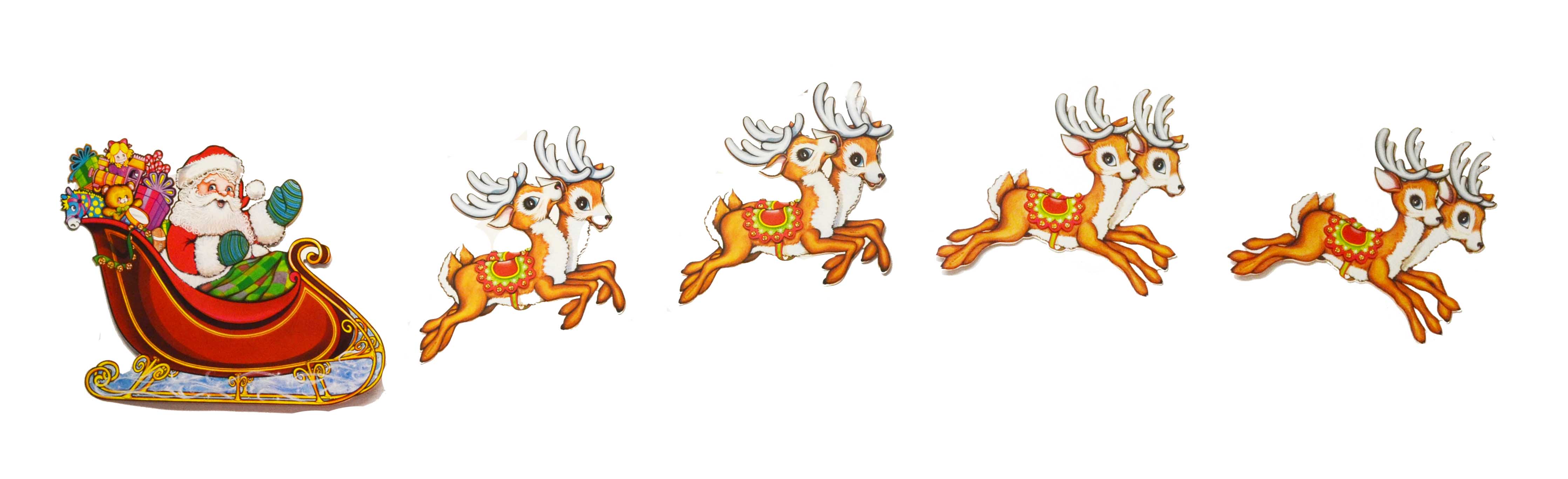 images Santa With Sleigh And Reindeer Clipart illustration of santa claus rides reindeer sleigh on christmas