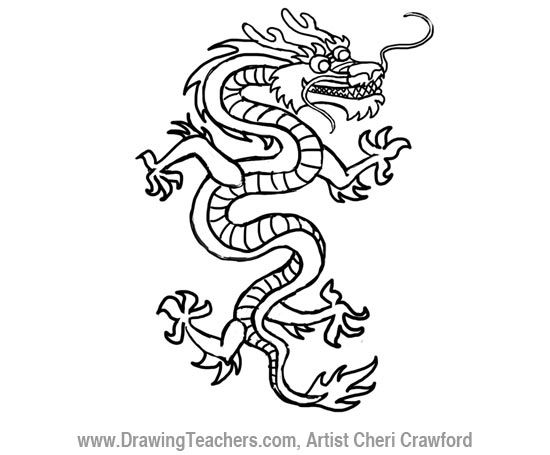 picture Simple Chinese Dragon Outline clipart library