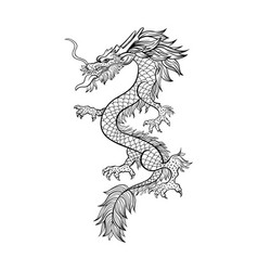 picture Simple Chinese Dragon Outline chinese dragon outline vector image