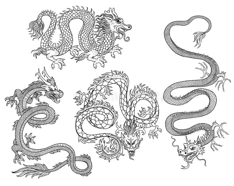 photo Simple Chinese Dragon Outline chinese dragon png transparent chinese