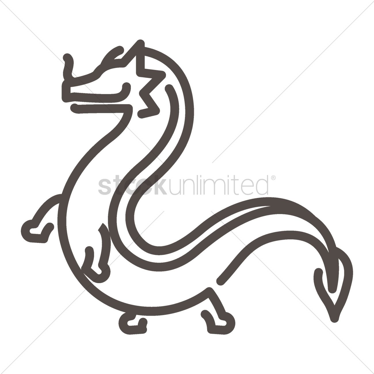 photo Simple Chinese Dragon Outline chinese dragon outline vector images