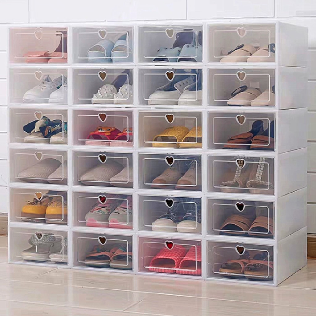wallpapers Transparent Shoebox 1pc transparent shoe box dustproof storage box combination shoe cabinet clamshell shoe organizer m l