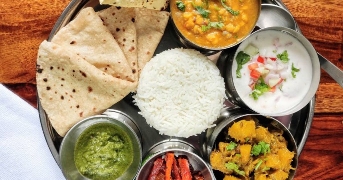 photo Veg Thali Pic north indian thali recipe easy quick north indian veg thali for guest