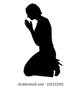 pics Woman Kneeling In Prayer Silhouette https www shutterstock com image photo silhouette woman kneeling praying over beautiful 341849933